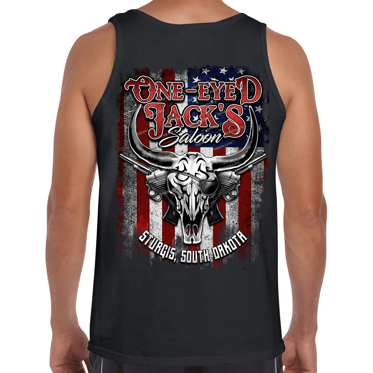 One Eyed Jack's Saloon Bison Skull Tank Top