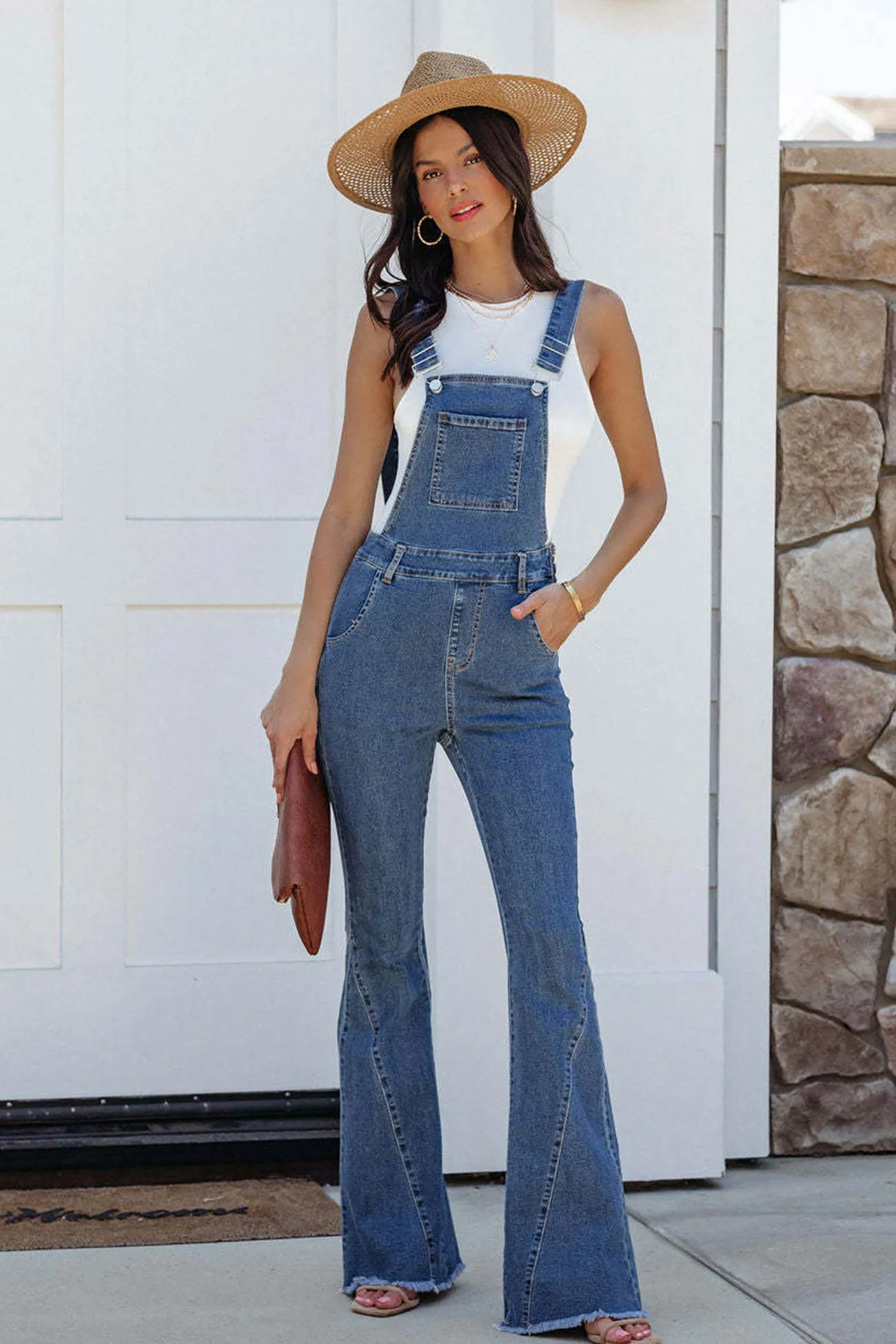 Open Back Flared Denim jumpsuits