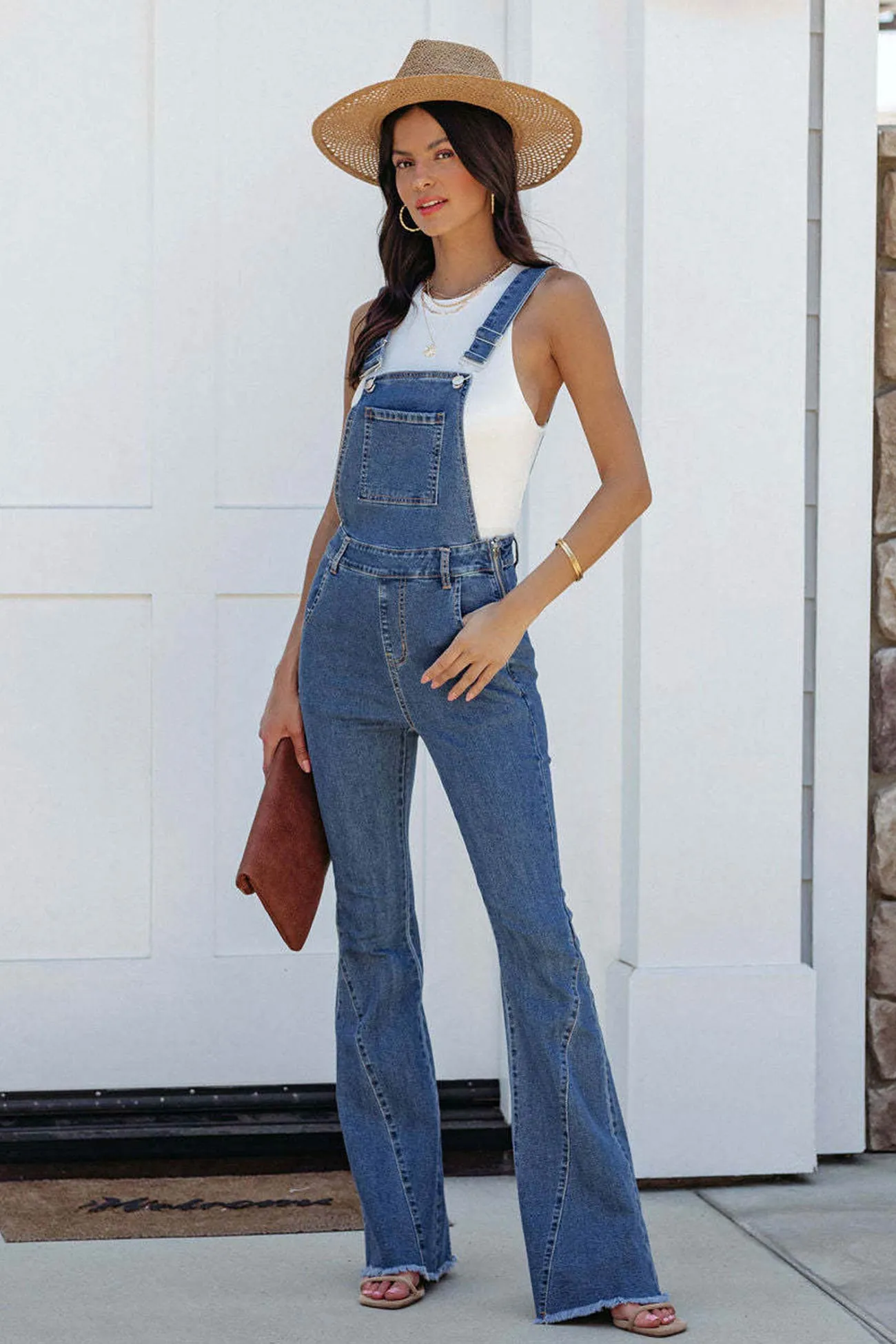 Open Back Flared Denim jumpsuits