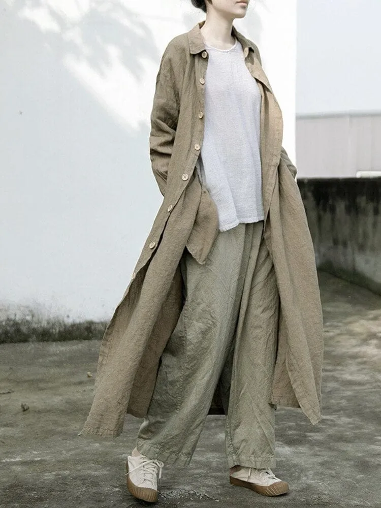 Oversized Linen Trench Coat | Lotus