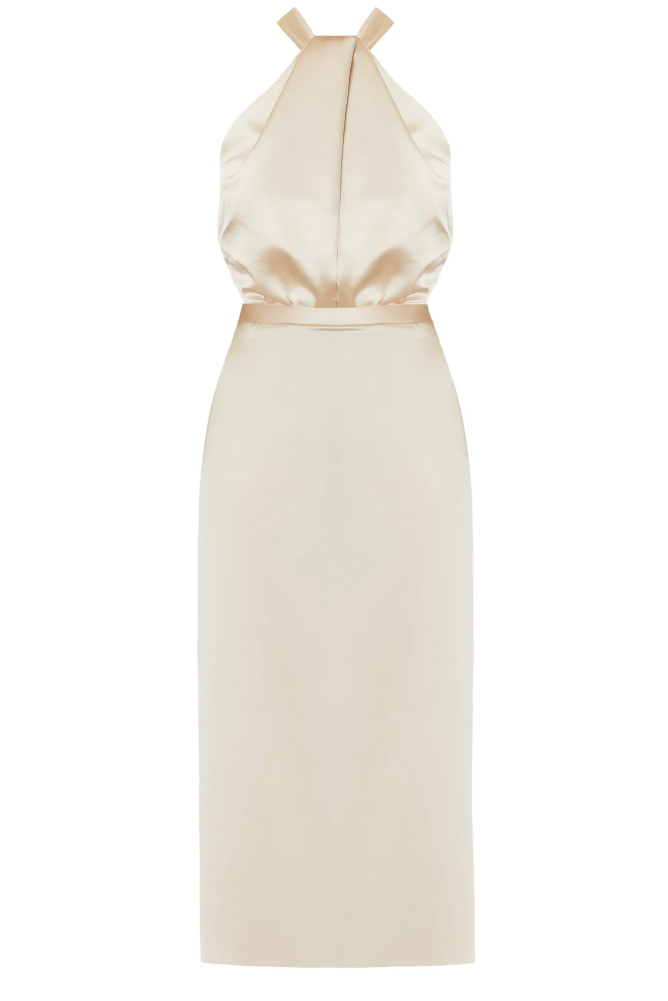 PAULA beige satin cocktail dress