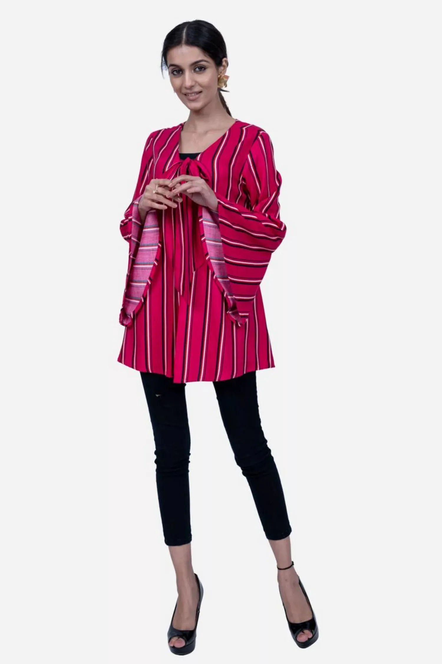 Pink Stripe Flared Shirt