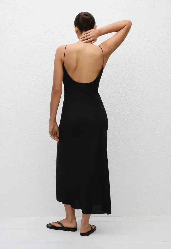 (PRE-ORDER) LOW BACK SLIP DRESS - BLACK