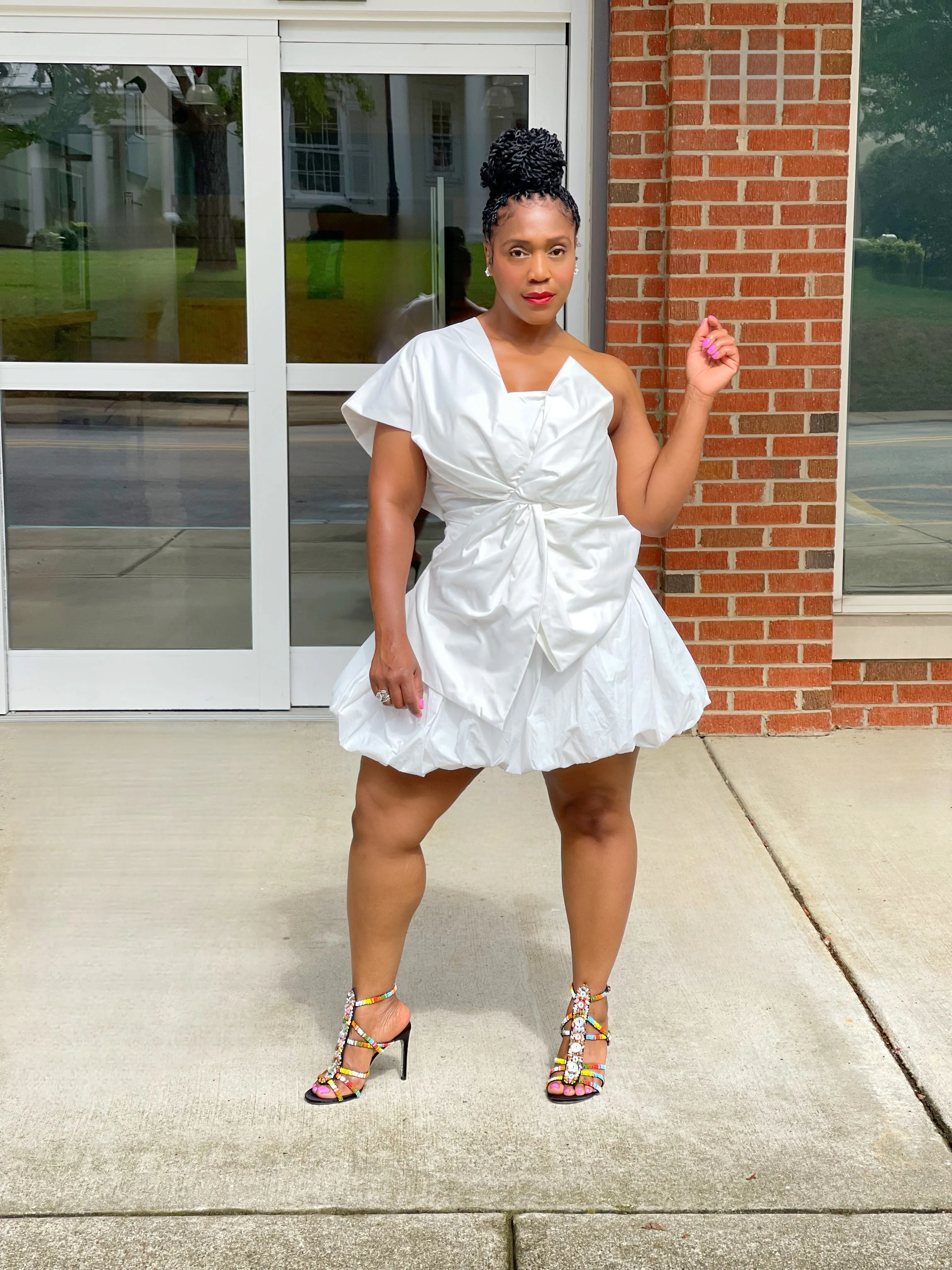 Puffball White Mini Skirt