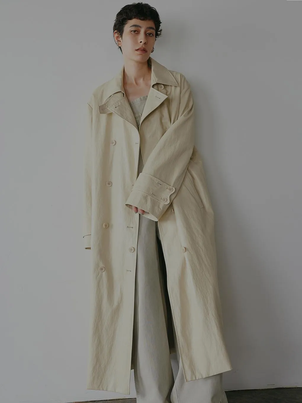 RAFFINE FAKE LEATHER TRENCH COAT