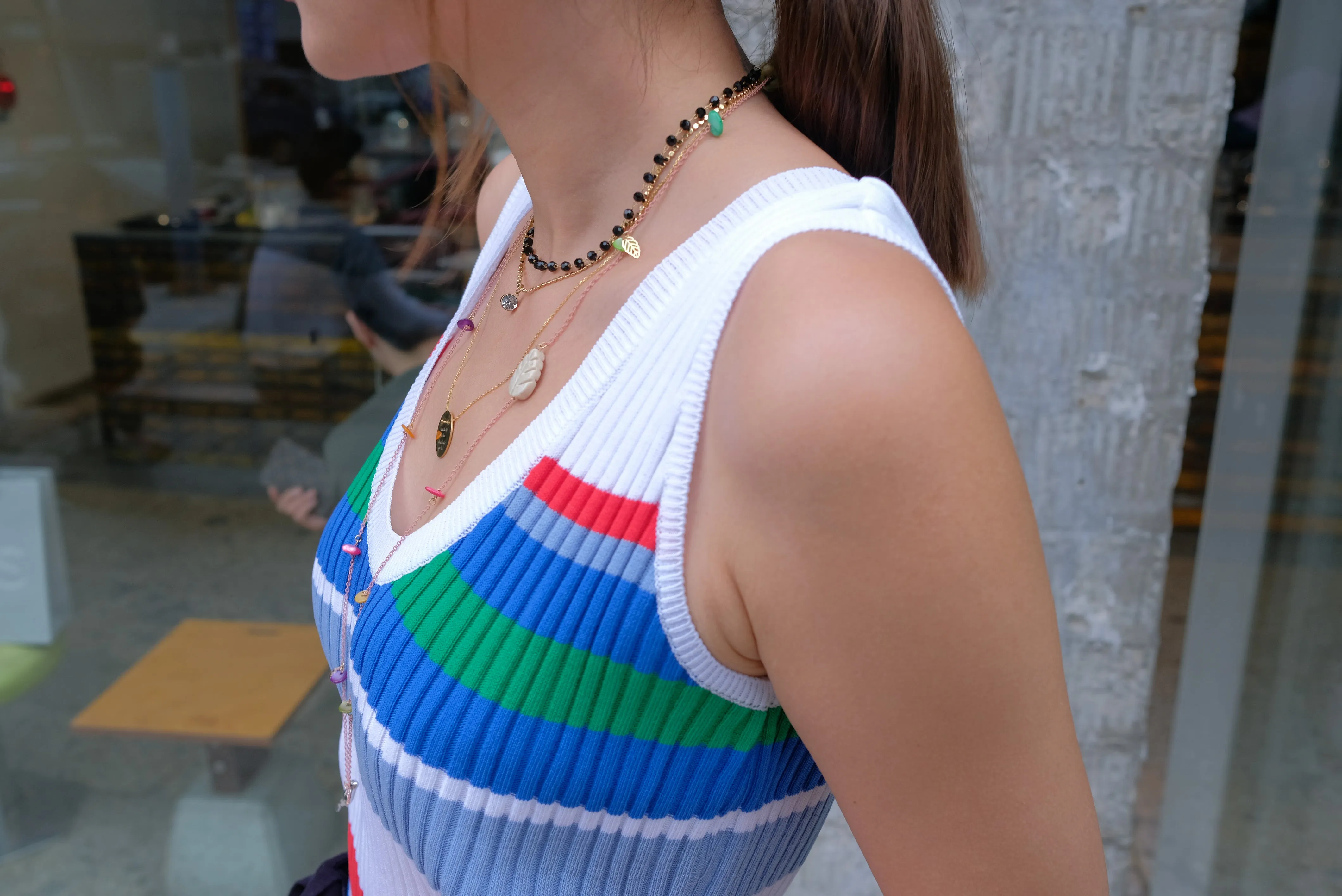 Rainbow Stripe Knit Dress with Belt