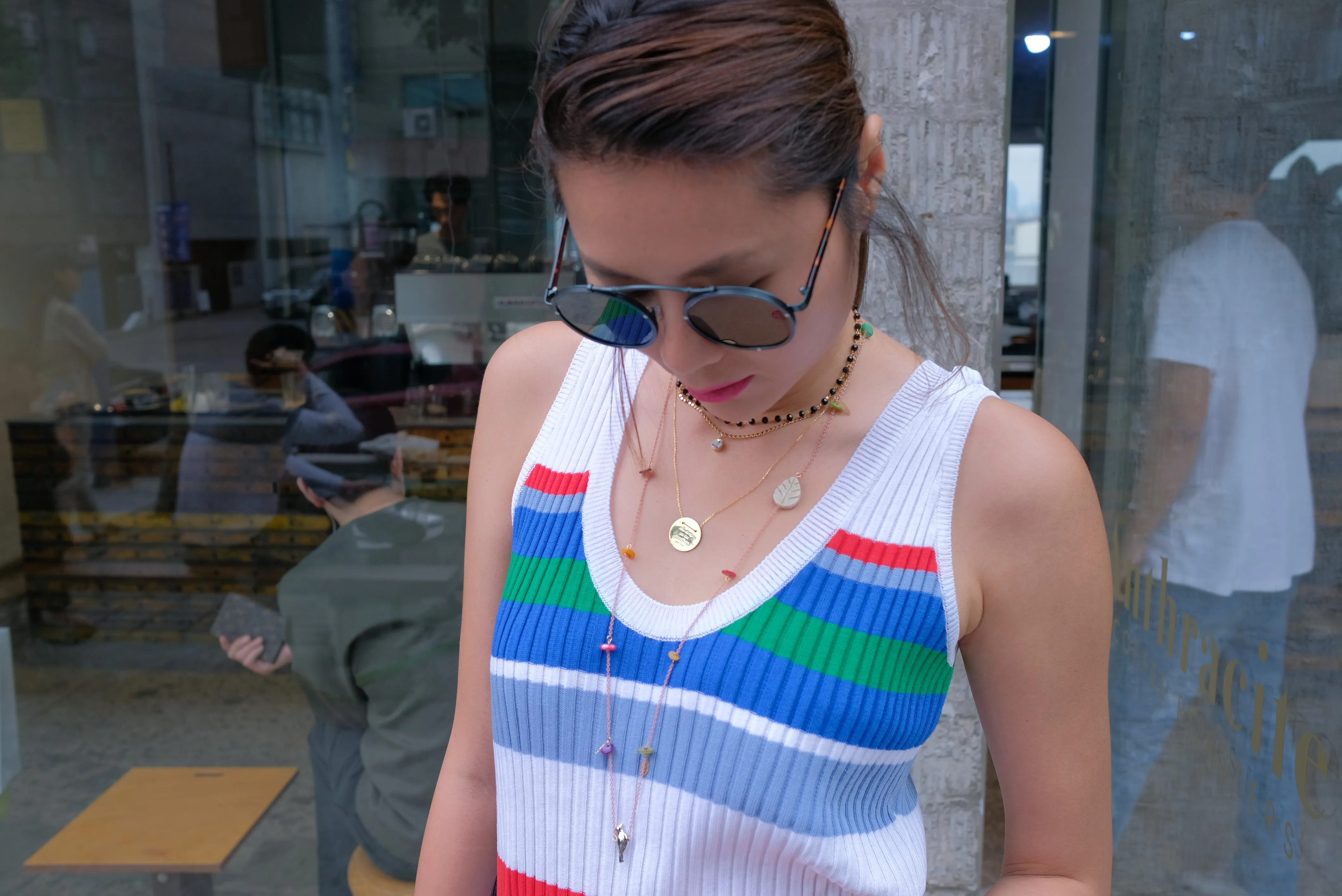 Rainbow Stripe Knit Dress with Belt