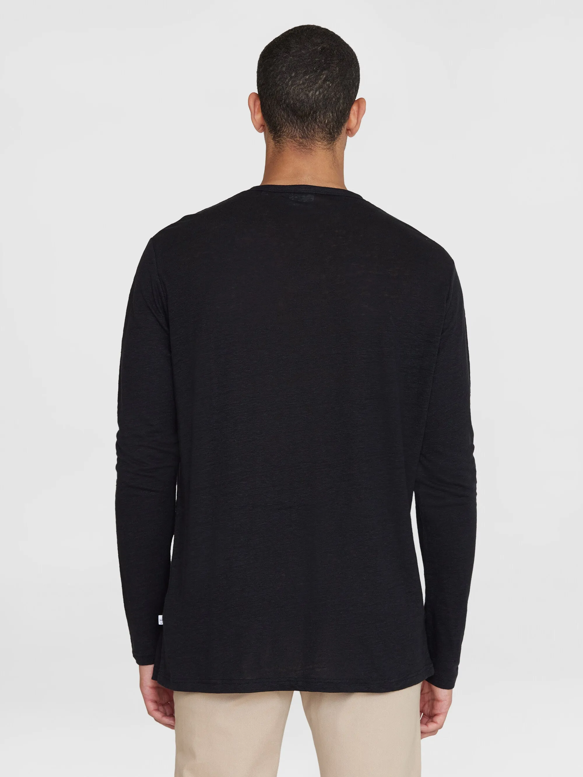 Regular linen henley - GOTS/Vegan - Black Jet