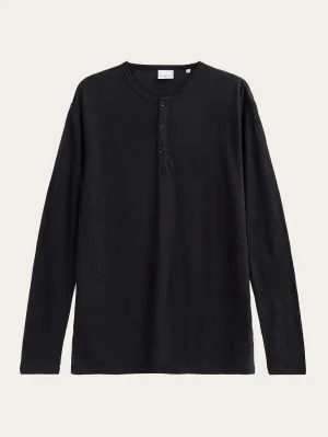 Regular linen henley - GOTS/Vegan - Black Jet