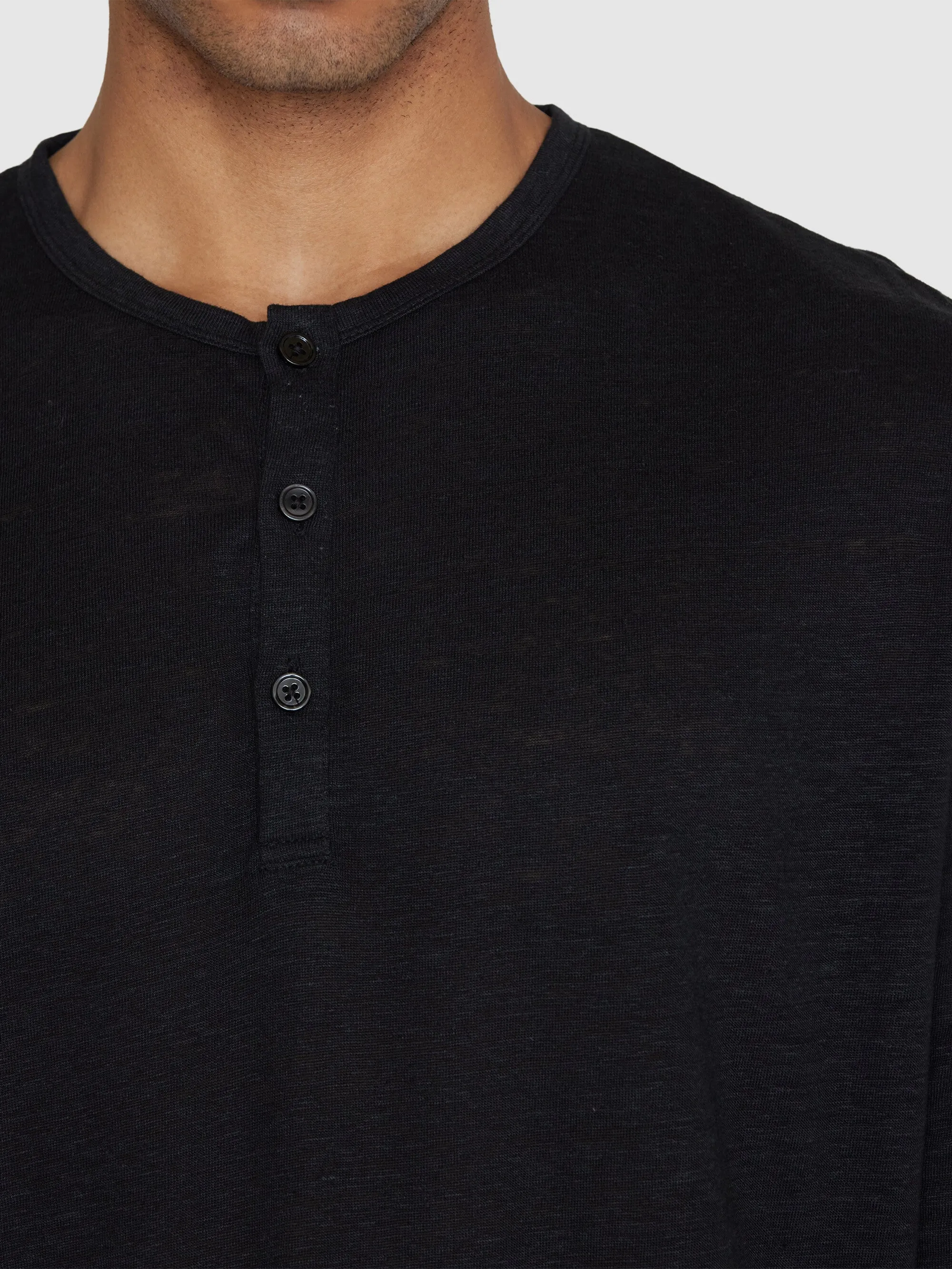 Regular linen henley - GOTS/Vegan - Black Jet