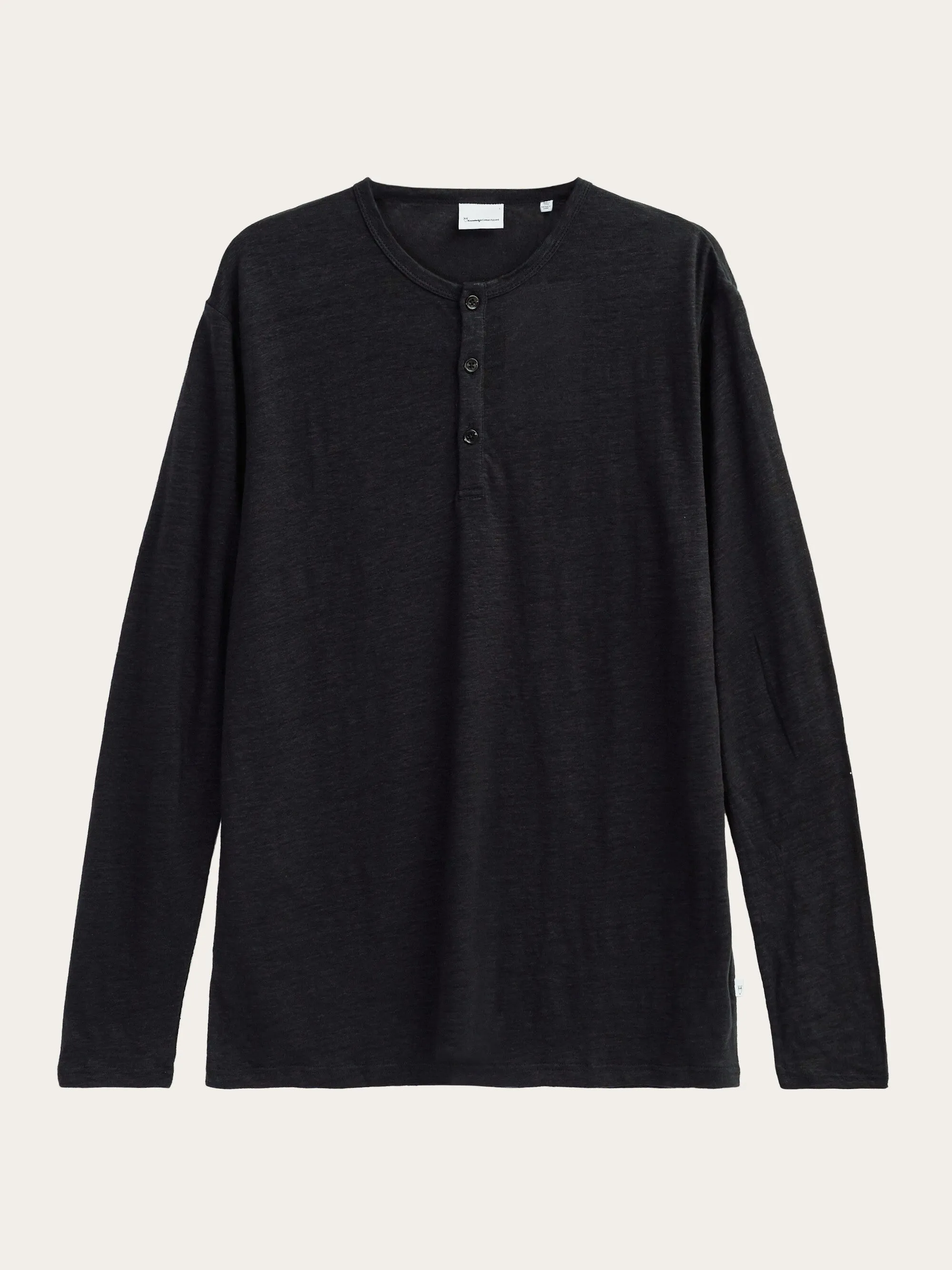 Regular linen henley - GOTS/Vegan - Black Jet