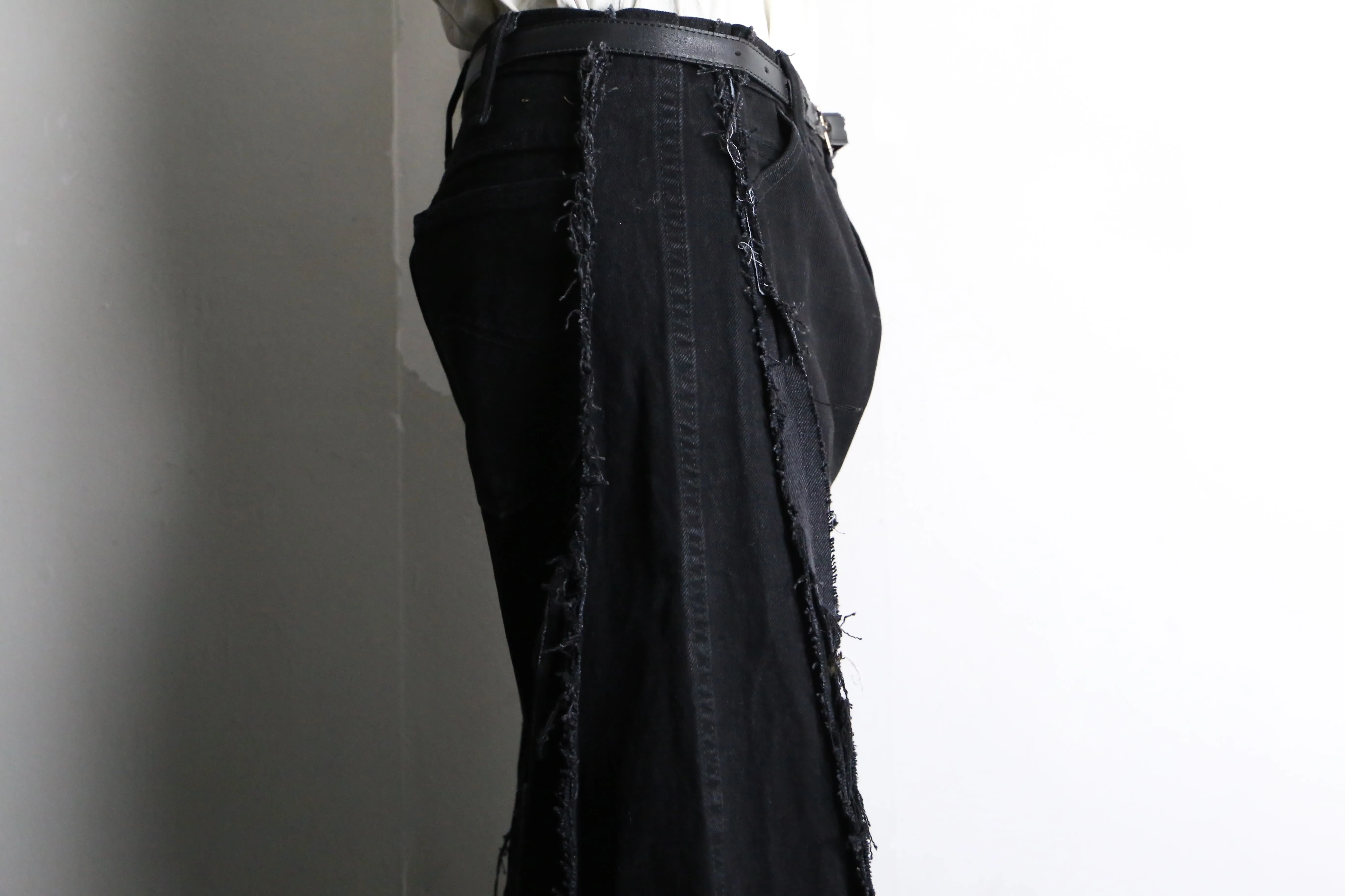 Re:make patch design super flare black denim pants