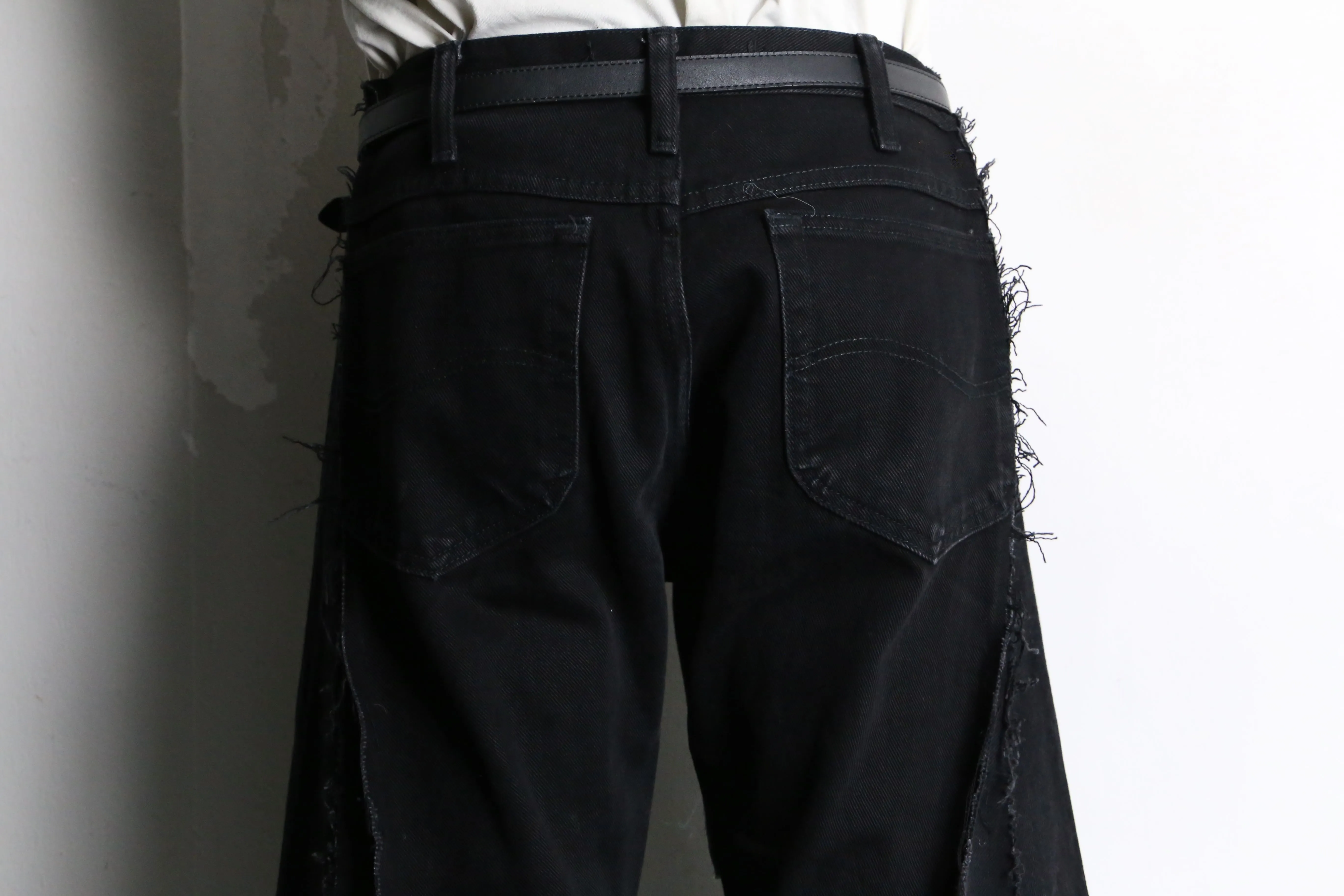 Re:make patch design super flare black denim pants