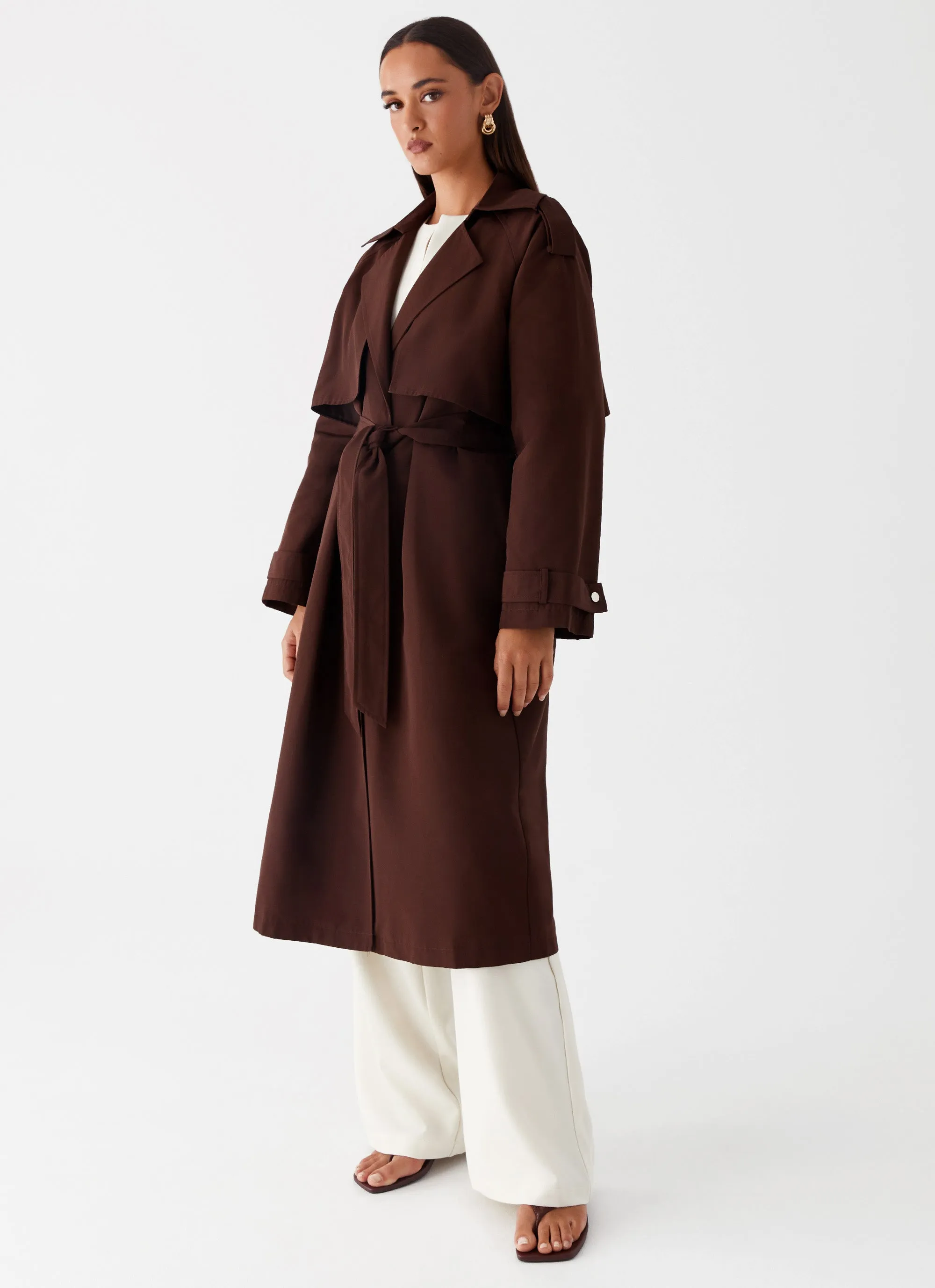 Rent Free Trench Coat - Chocolate