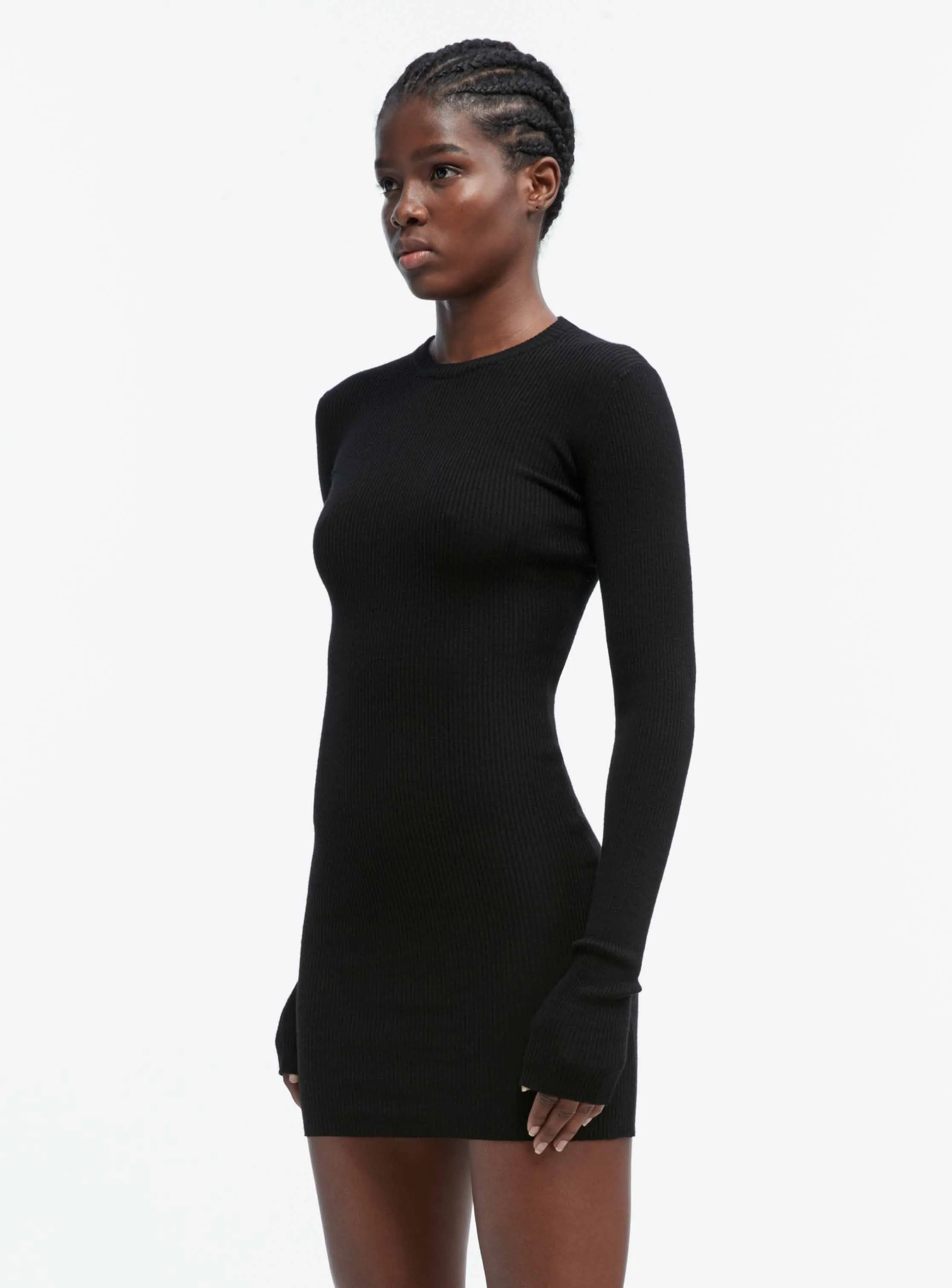 Ribbed Long Sleeve Dress Mini