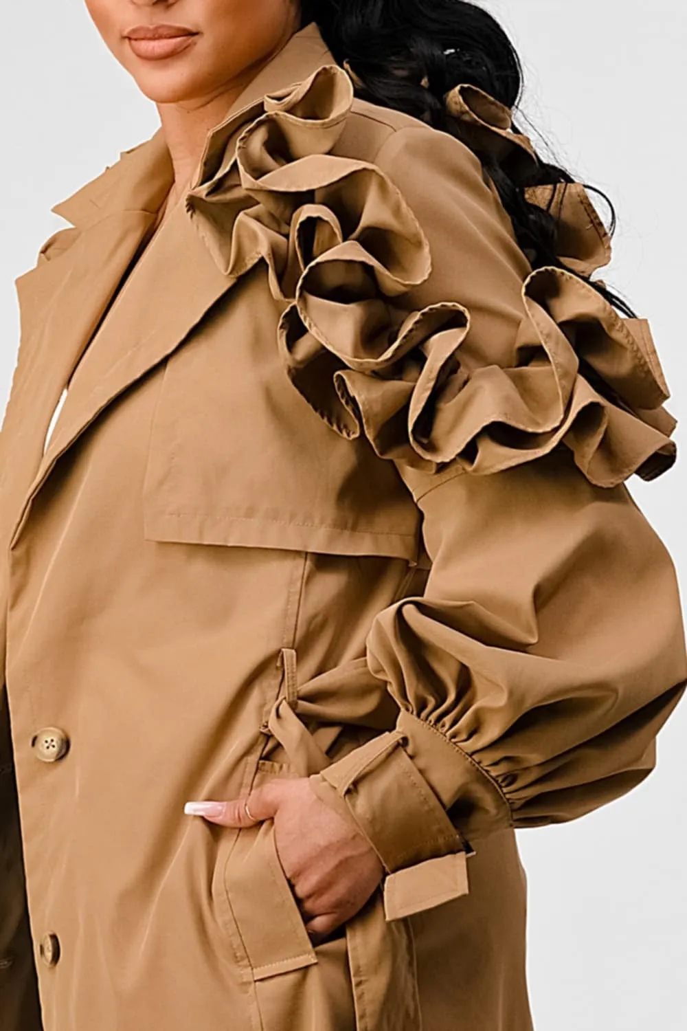 Ruffled Trench Coat