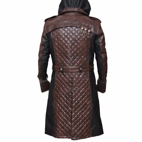 RW Authentic Sheepskin Jacob Frye's Brown Trench Leather Coat from Assassins Creed Syndicate