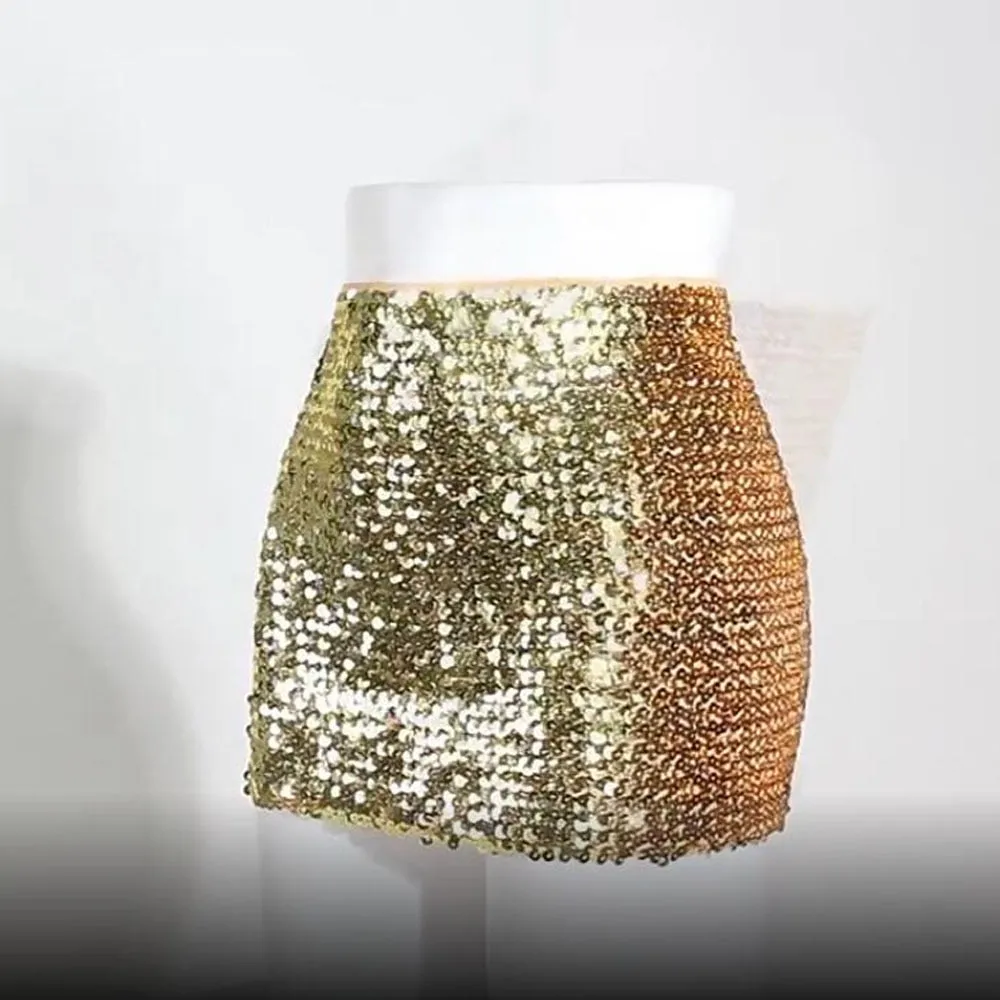 Sequined 2 Ways Wear Boob Tube Skirt