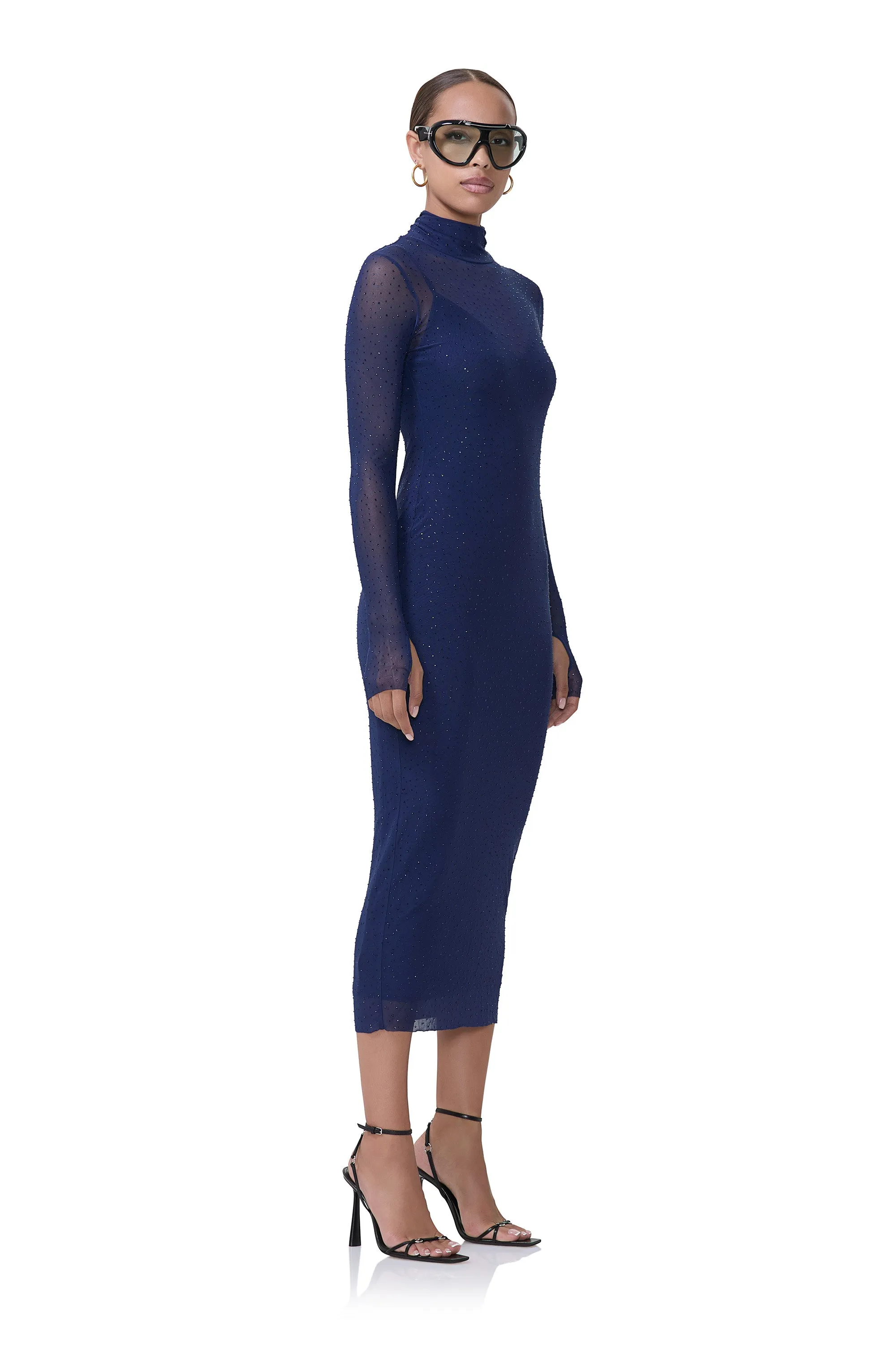 Shailene Rhinestone Dress - Bright Navy