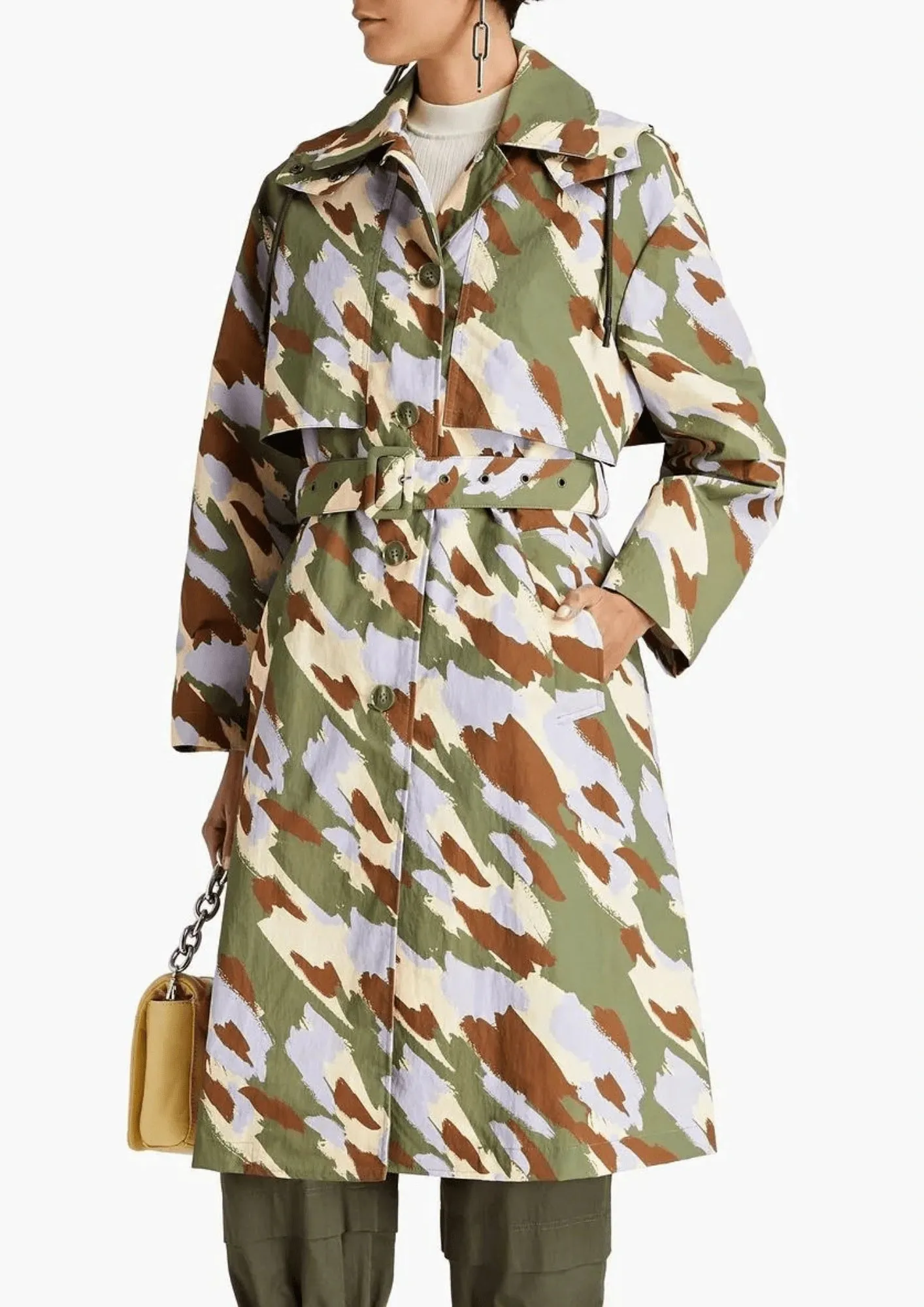 SHIRLY CAMOUFLAGE-PRINT TRENCH COAT