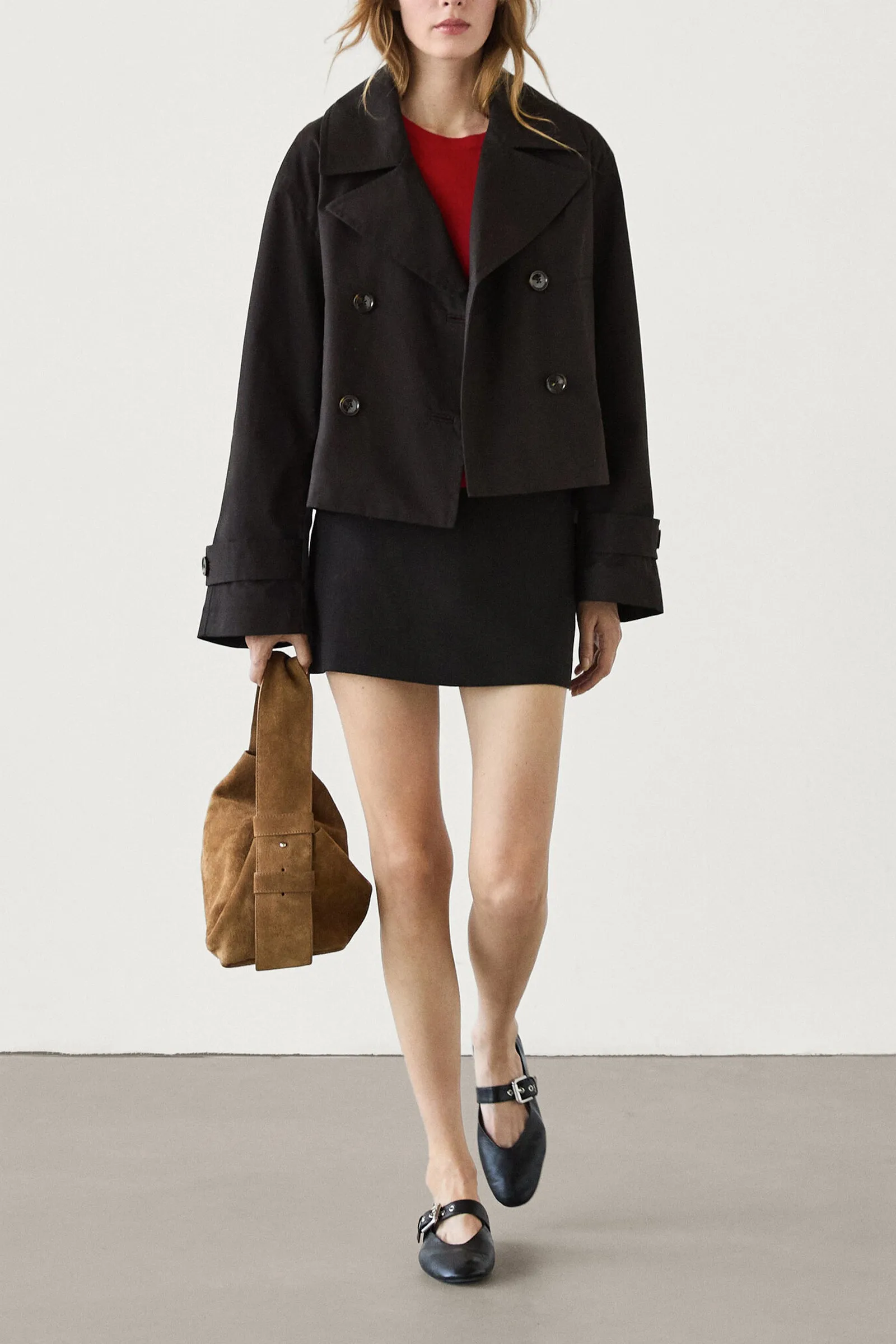 Short Cotton Trench Coat With Lapels