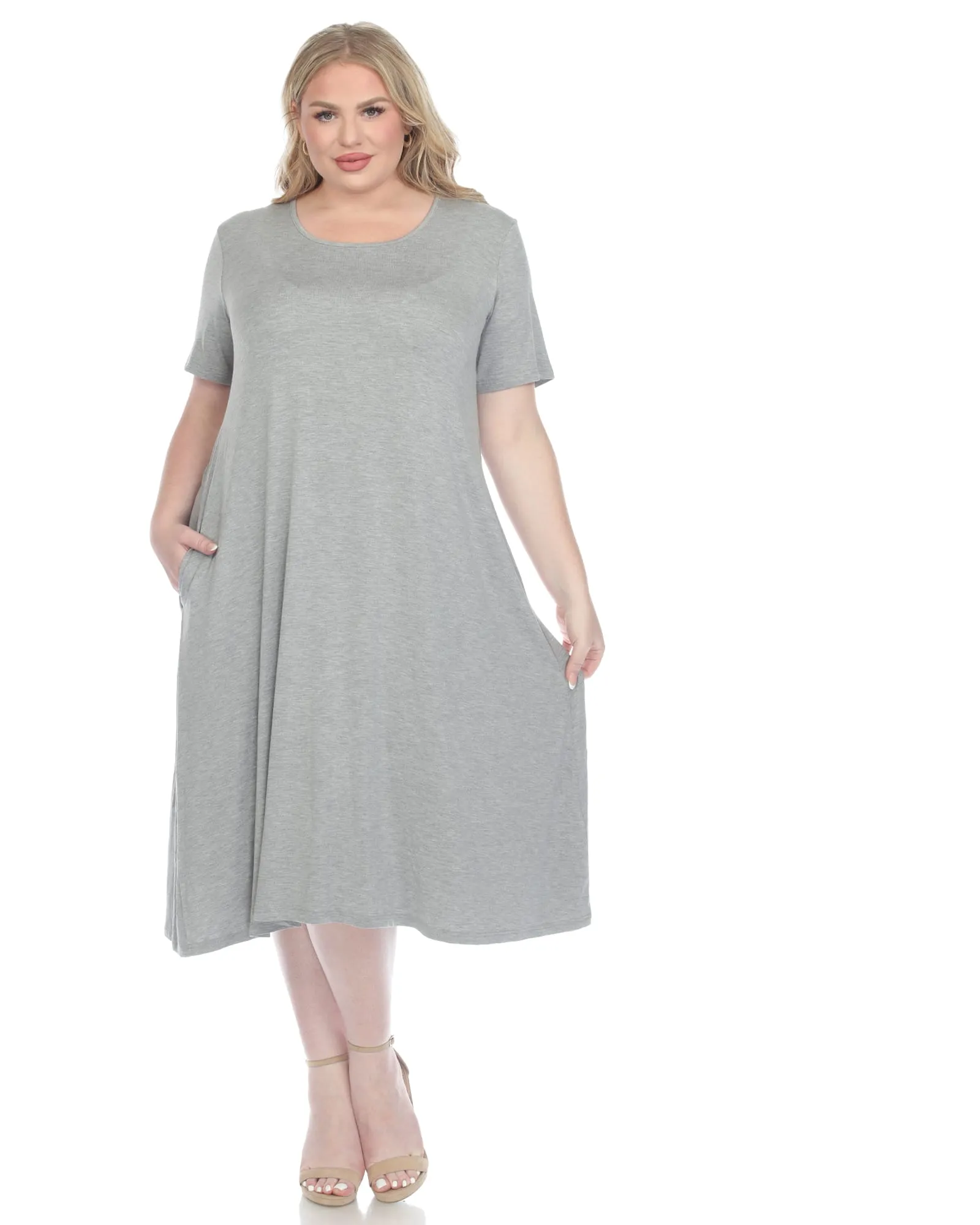 Short Sleeve Midi Dress | Heather Grey