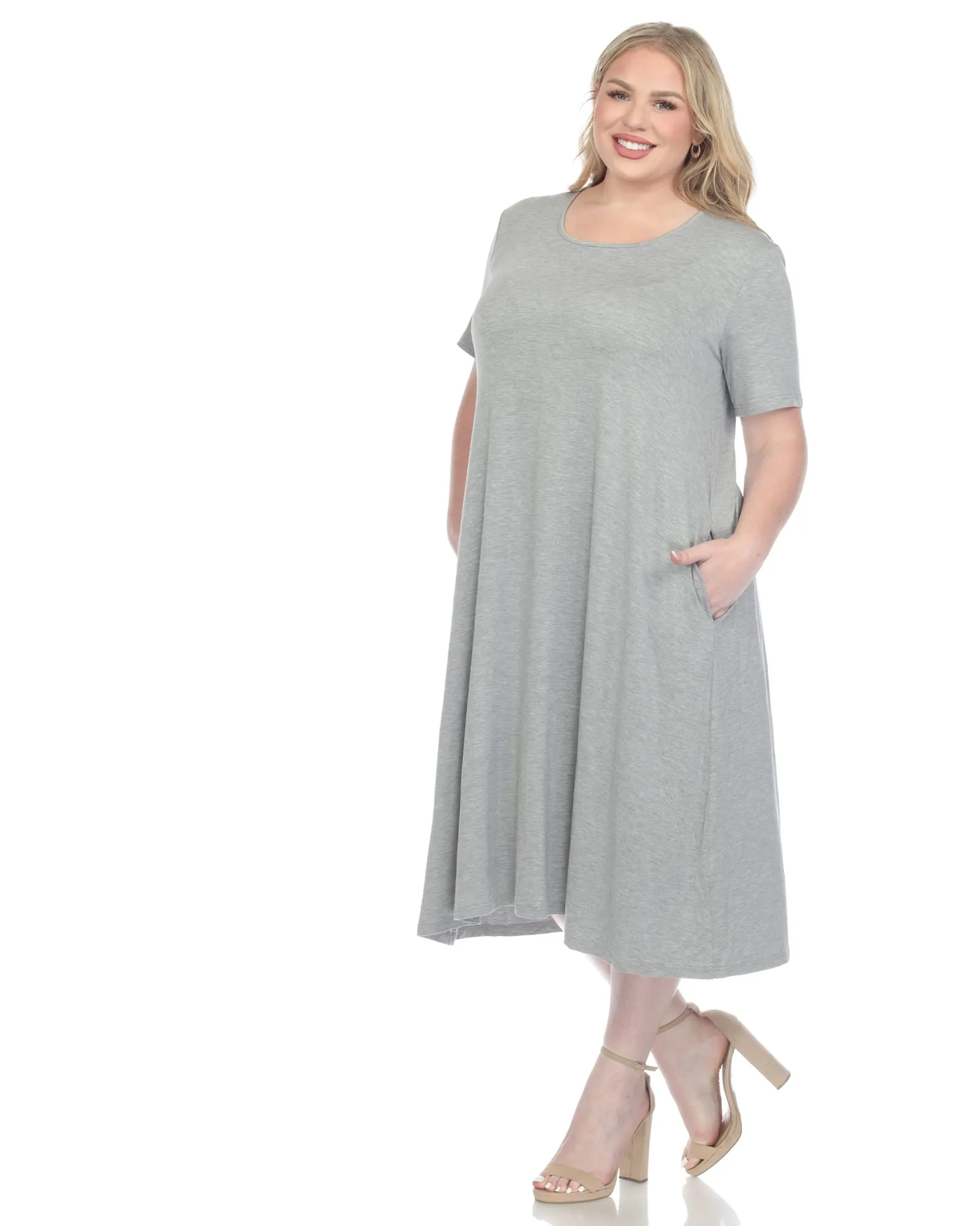 Short Sleeve Midi Dress | Heather Grey