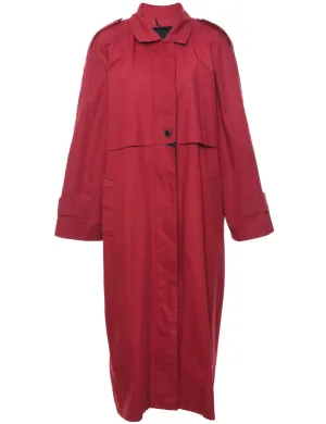 Single Breasted Red Classic Trench Coat - L