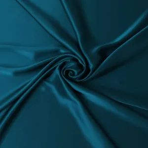 Sleek Teal Pure Silk Satin Fabric, 110 cm Width-20052