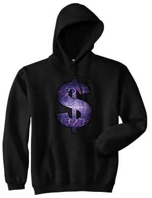 Snakeskin Money Sign Purple Animal Print Pullover Hoodie Hoody