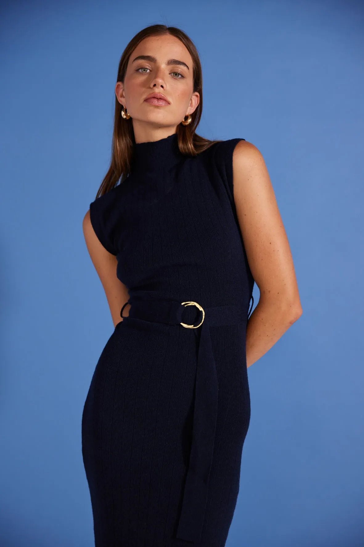 Staple the Label - Fresa Midi Knit Dress Navy