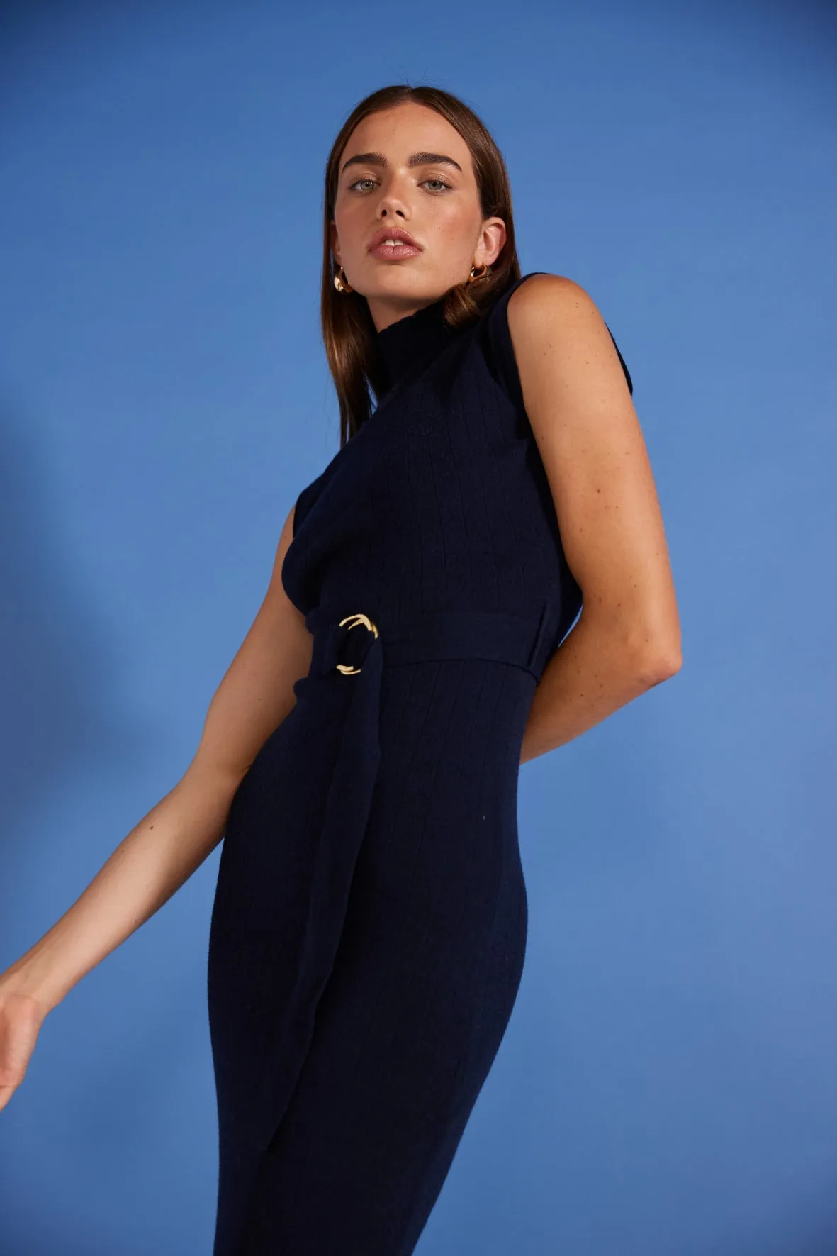 Staple the Label - Fresa Midi Knit Dress Navy