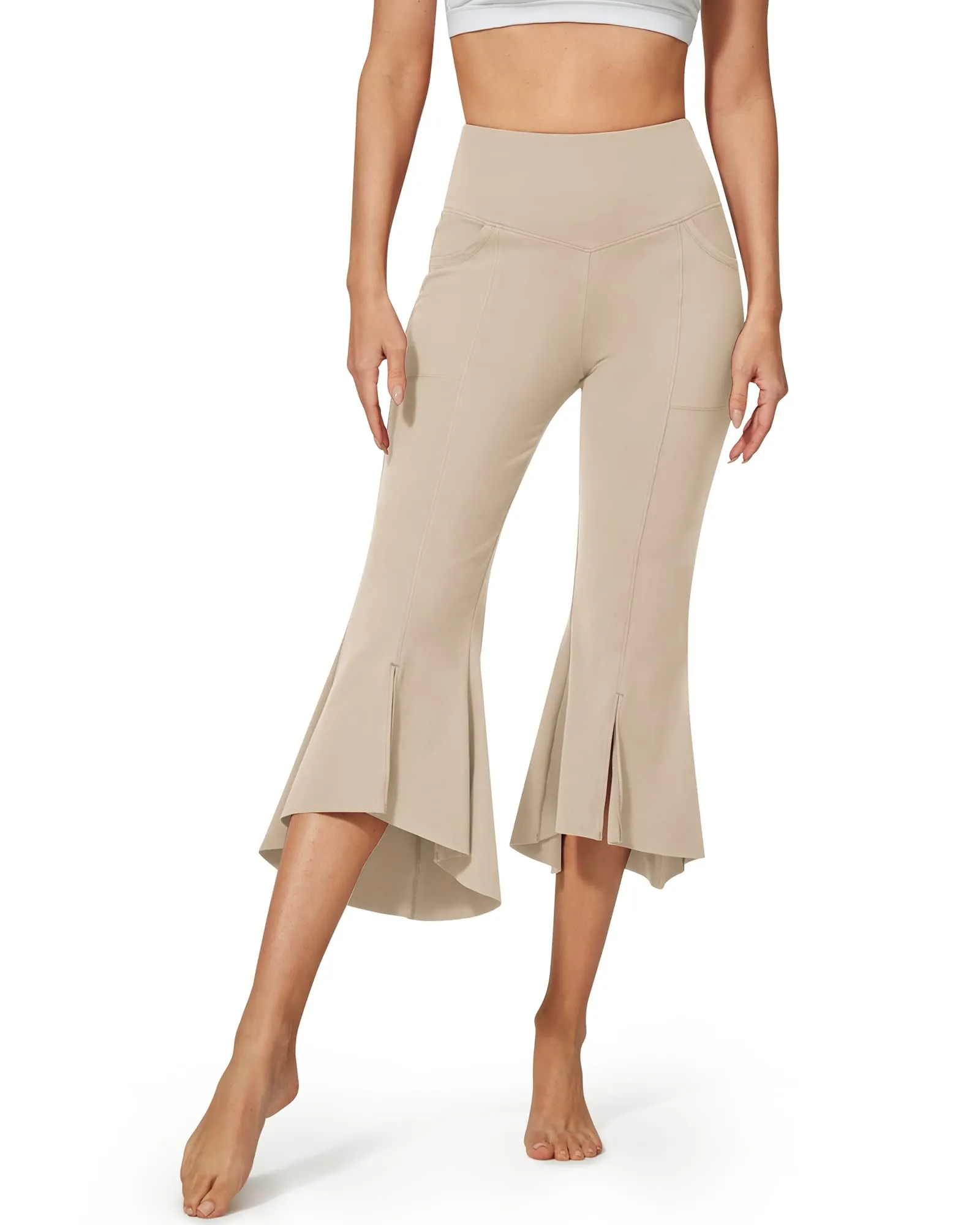 Stretch High-Waist Ruffle Yoga Casual Capri Pants