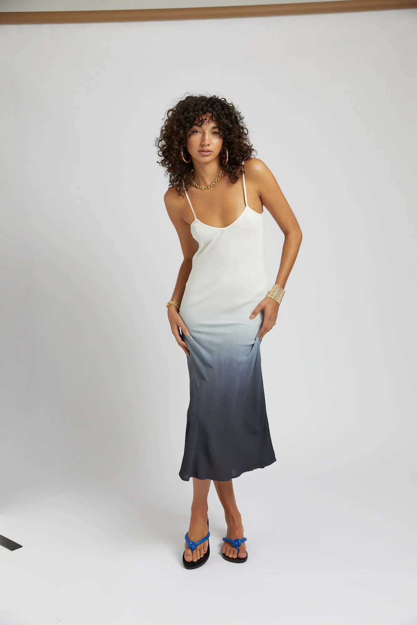 SUMMI SUMMI Womens Midi Slip Dress - Charcoal Fade