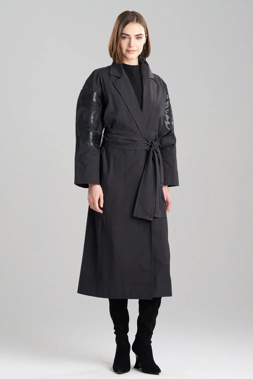 Tech Cotton Taffeta Embroidered Trench Coat