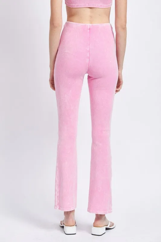 TEEK - HIGH WAIST RIB FLARED PANTS