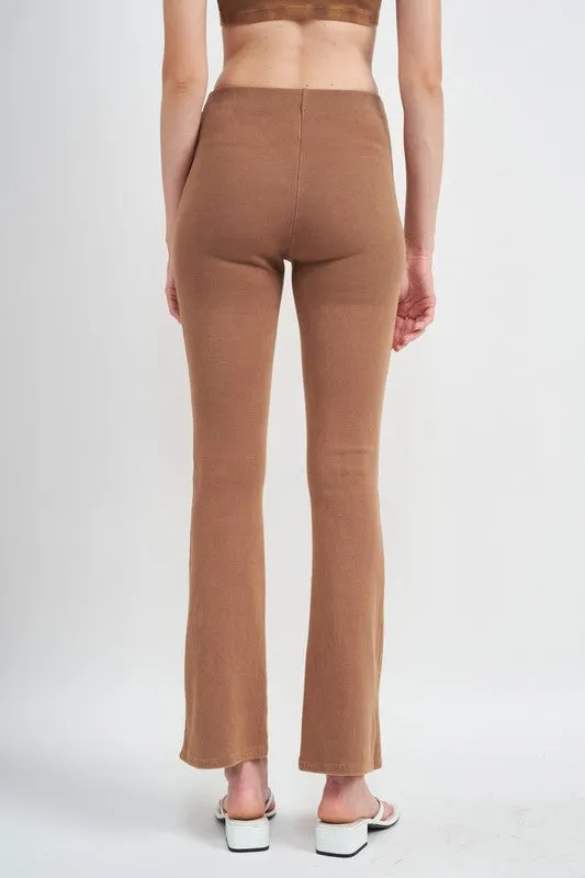 TEEK - HIGH WAIST RIB FLARED PANTS