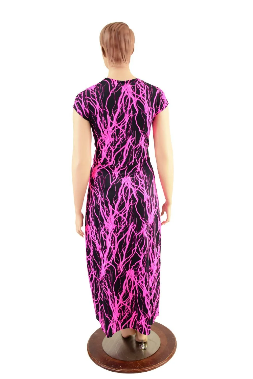 UV Glow Neon Pink Lightning Maxi Dress