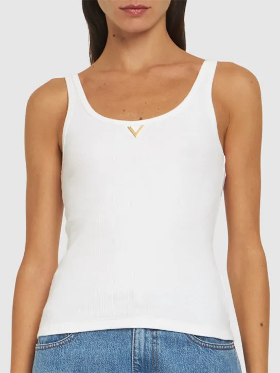 Valentino   Ribbed jersey logo tank top 