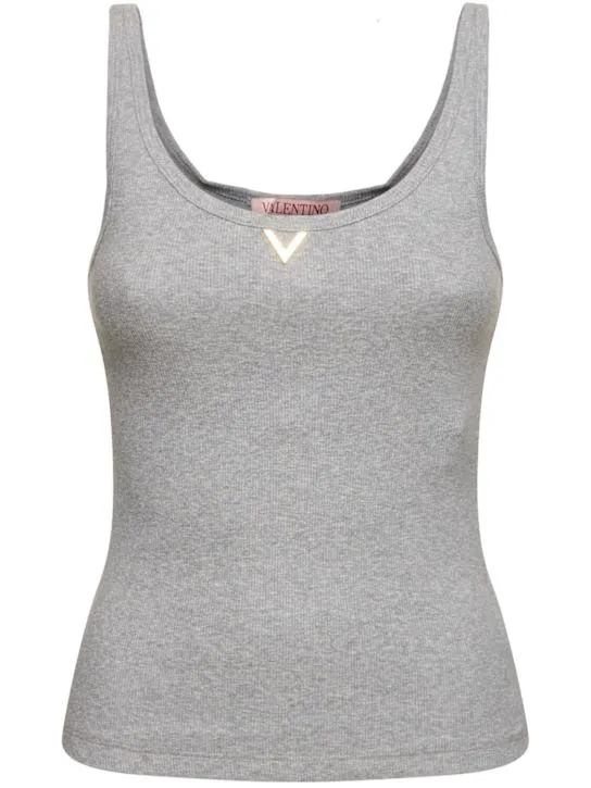 Valentino   Ribbed jersey logo tank top 