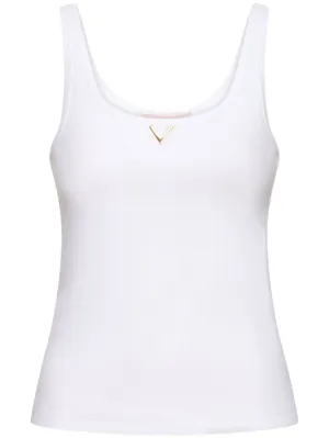 Valentino   Ribbed jersey logo tank top 