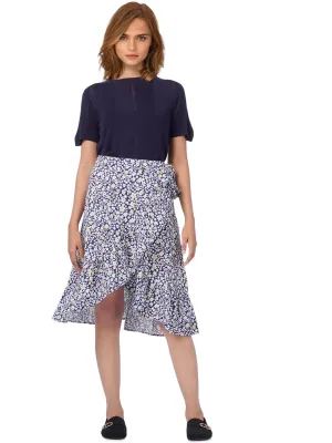 VERO MODA Women's Knee Length Blue Skirt_Large