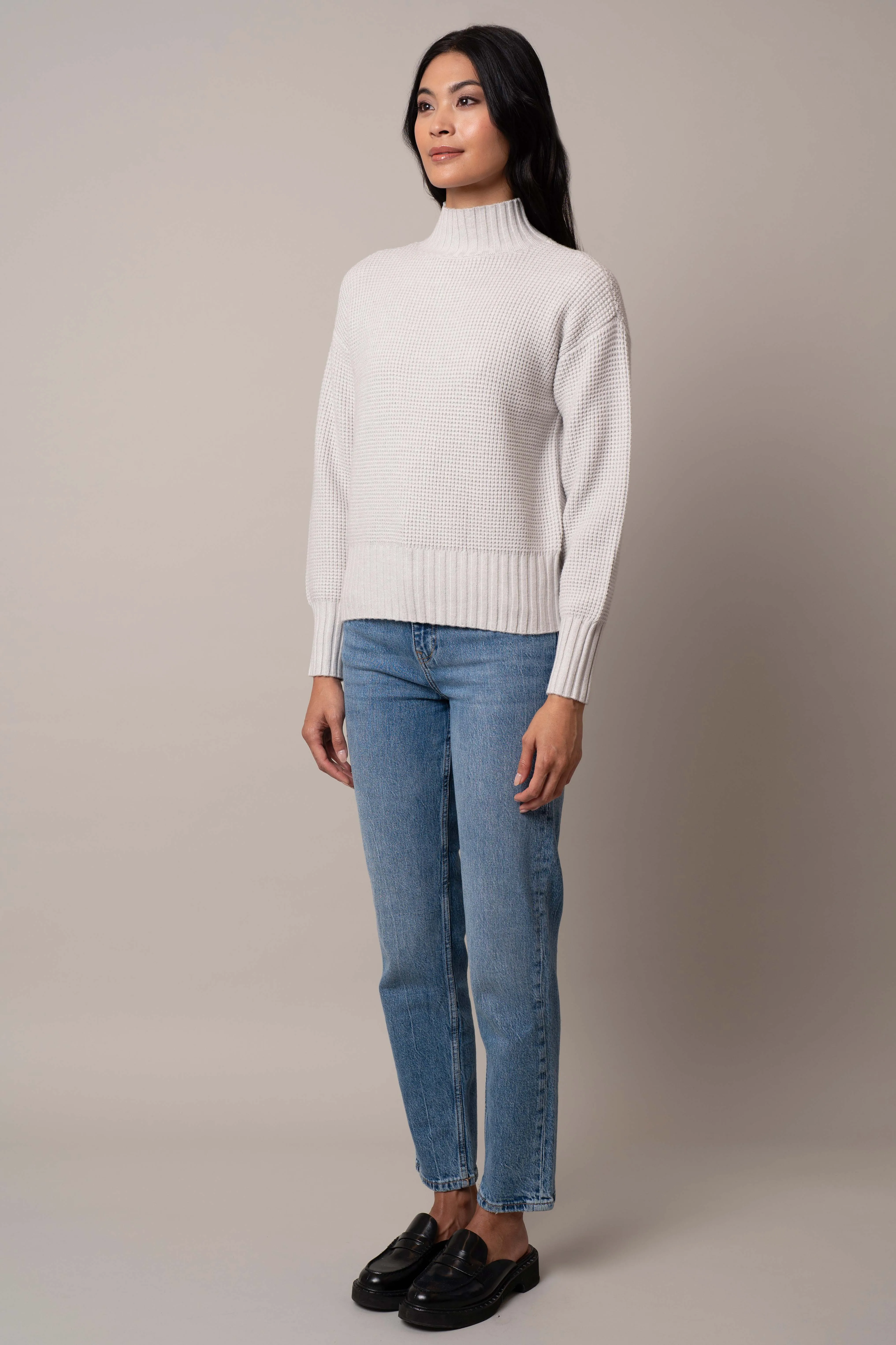 Waffle Mock Neck Pullover