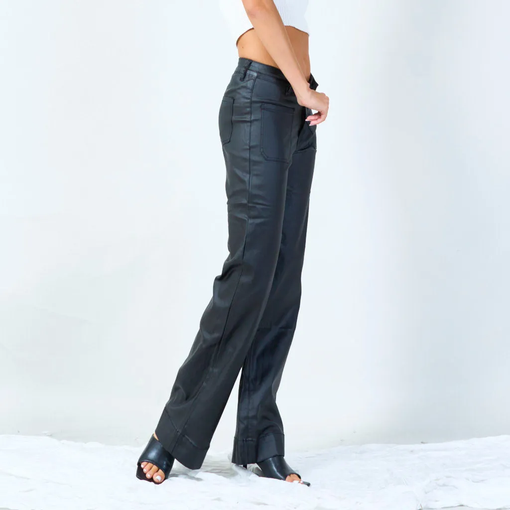 Wide-leg faux leather pants wholesale